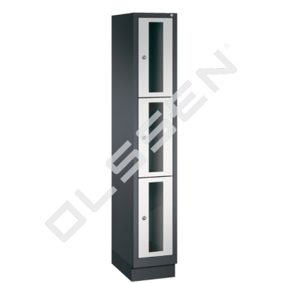 CLASSIC Locker with transparent doors (3 narrow compartments)
